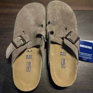 Birkenstock Boston in the grey/taupe-ish color (the traditional color). NWT